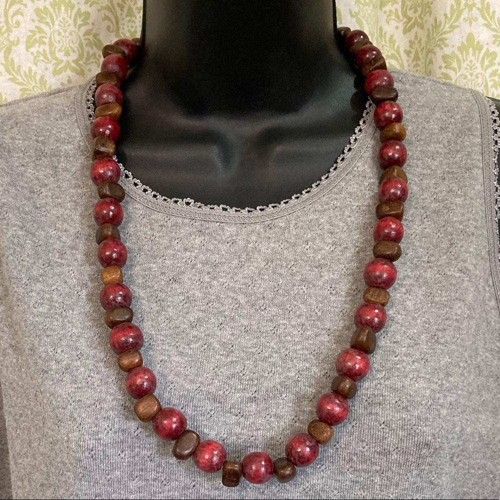 Wooden bead necklace